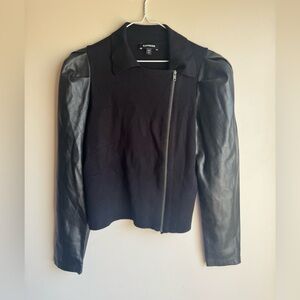 Express Women's Black Leather Sleeve Jacket Sz small